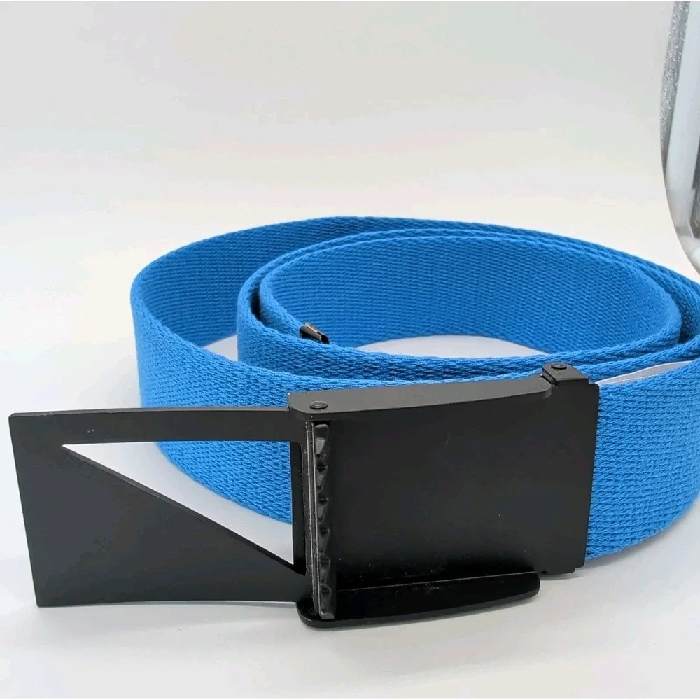 ADIDAS Golf Reversible Web Belt Blue One Size Clamp Buckle Black Cut Length NWOT
